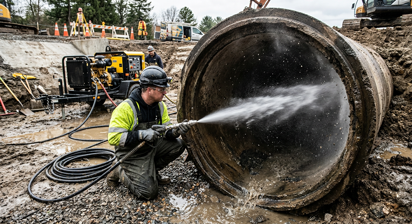 Hydrocurage haute pression pour débouchage de canalisation à Bezons